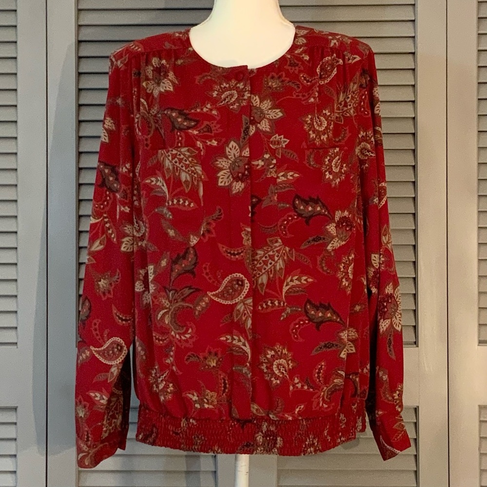 Vintage Alfred Dunner Red Floral Blouse - Picture 1 of 8